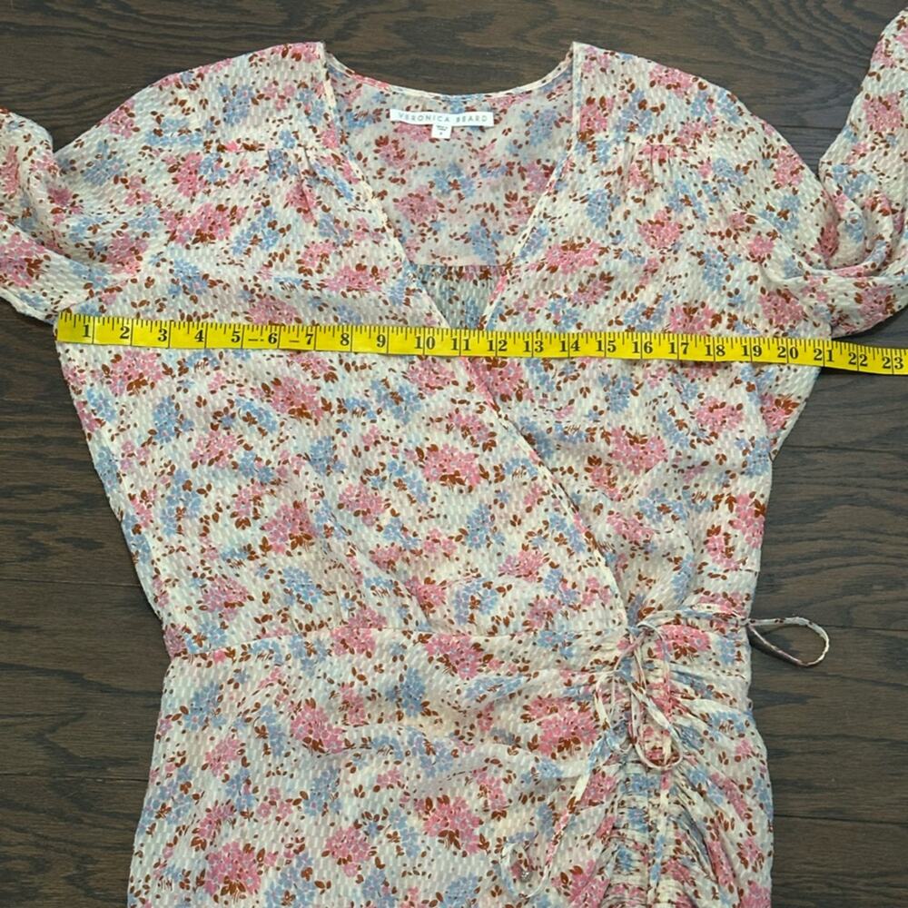 Veronica Beard Floral Silk Ruched Sean Mini Dress Size 8 - Picture 8 of 14